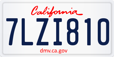 CA license plate 7LZI810