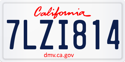 CA license plate 7LZI814