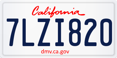 CA license plate 7LZI820