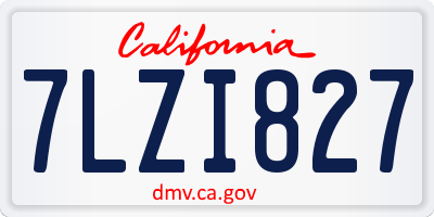 CA license plate 7LZI827
