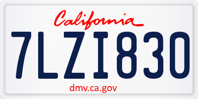 CA license plate 7LZI830