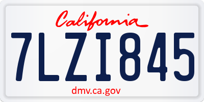 CA license plate 7LZI845