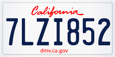 CA license plate 7LZI852
