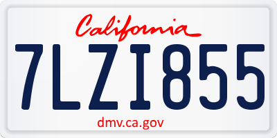 CA license plate 7LZI855