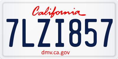 CA license plate 7LZI857