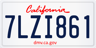 CA license plate 7LZI861