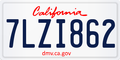 CA license plate 7LZI862