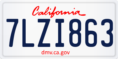 CA license plate 7LZI863