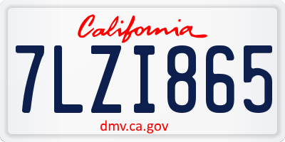 CA license plate 7LZI865