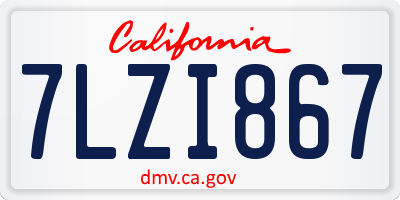 CA license plate 7LZI867