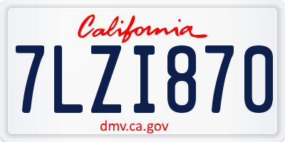 CA license plate 7LZI870