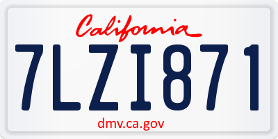 CA license plate 7LZI871