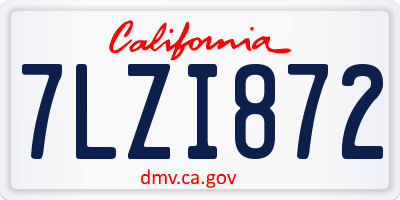 CA license plate 7LZI872