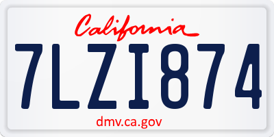 CA license plate 7LZI874