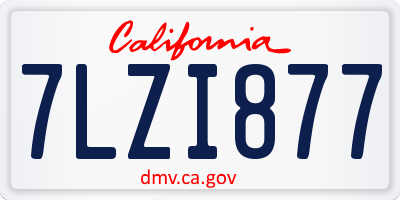 CA license plate 7LZI877