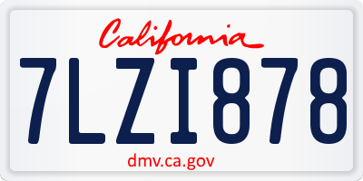 CA license plate 7LZI878