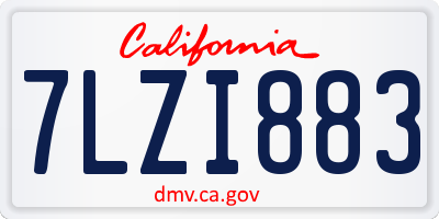 CA license plate 7LZI883