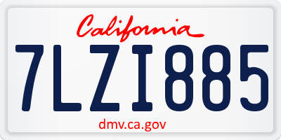 CA license plate 7LZI885