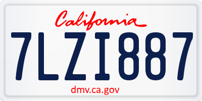 CA license plate 7LZI887