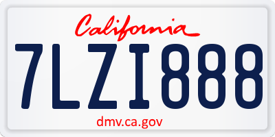 CA license plate 7LZI888