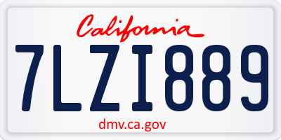 CA license plate 7LZI889