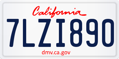 CA license plate 7LZI890