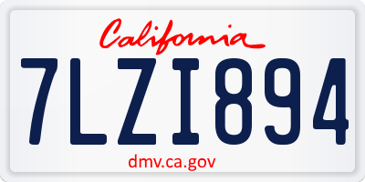 CA license plate 7LZI894