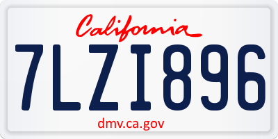 CA license plate 7LZI896