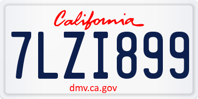 CA license plate 7LZI899
