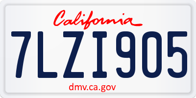 CA license plate 7LZI905