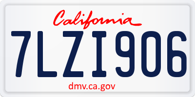 CA license plate 7LZI906