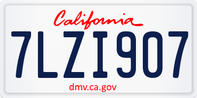 CA license plate 7LZI907