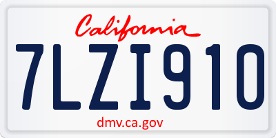 CA license plate 7LZI910