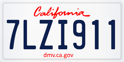 CA license plate 7LZI911