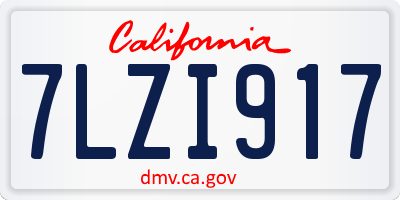 CA license plate 7LZI917