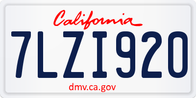 CA license plate 7LZI920