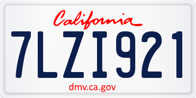 CA license plate 7LZI921