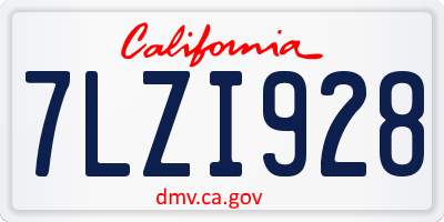CA license plate 7LZI928