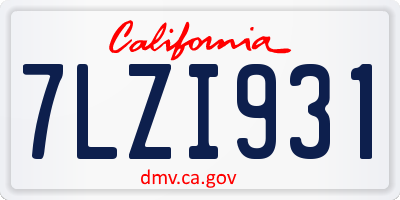 CA license plate 7LZI931