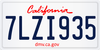 CA license plate 7LZI935