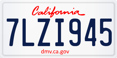 CA license plate 7LZI945