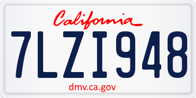 CA license plate 7LZI948