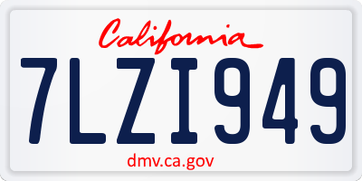 CA license plate 7LZI949