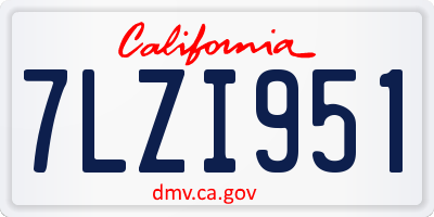 CA license plate 7LZI951
