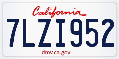 CA license plate 7LZI952