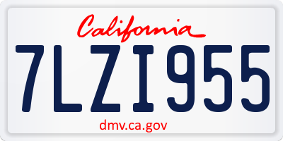 CA license plate 7LZI955