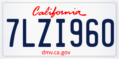 CA license plate 7LZI960