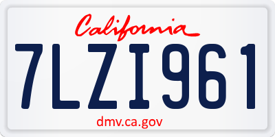 CA license plate 7LZI961