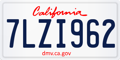 CA license plate 7LZI962