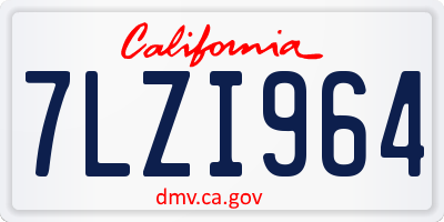 CA license plate 7LZI964